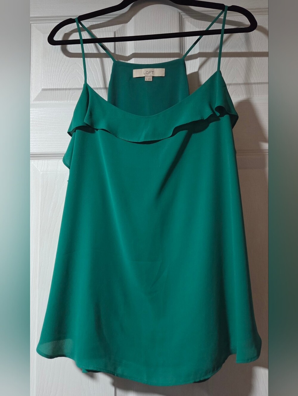 LOFT Teal Ruffle-Trim Spaghetti Strap Camisole